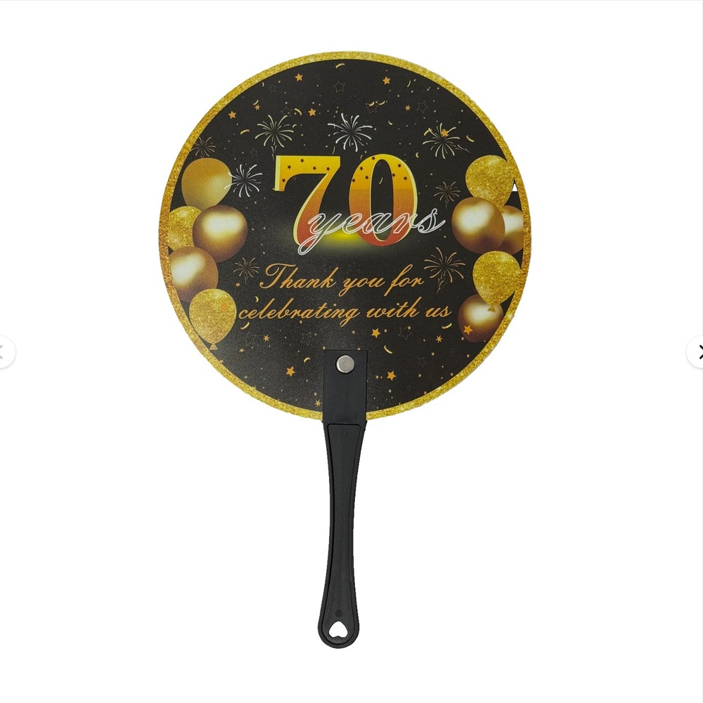 70th Birthday Hand Fans 10 Pack Black Gold Party Favors 70 Years Celebration